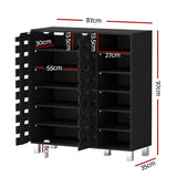 Artiss Shoe Rack Cabinet 6 Tier Storage Shelf Black - Front View