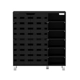 Artiss Shoe Rack Cabinet 6 Tier Storage Shelf Black - Side View
