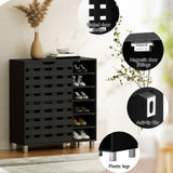 Artiss Shoe Rack Cabinet 6 Tier Storage Shelf Black - 45-Degree Angle