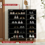 Artiss Shoe Rack Cabinet 6 Tier Storage Shelf Black - Rear View