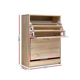 Artiss Shoe Rack Cabinet 24 Pairs 3-tier Wood Nina - Top-Down View