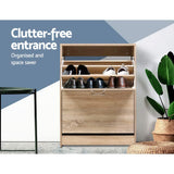 Artiss Shoe Rack Cabinet 24 Pairs 3-tier Wood Nina - 45-Degree Angle