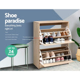 Artiss Shoe Rack Cabinet 24 Pairs 3-tier Wood Nina - Rear View