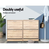 Artiss Shoe Rack Cabinet 24 Pairs 3-tier Wood Nina - Low Angle