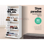 Artiss Shoe Rack Cabinet 60 Pairs 4 Doors - White, image 6