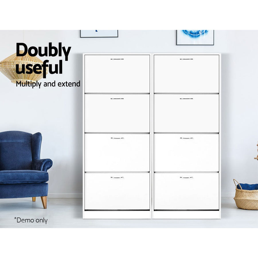 Artiss Shoe Rack Cabinet 60 Pairs 4 Doors - White, image 8