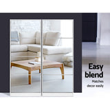 Artiss Shoe Rack Cabinet Mirror 60 Pairs White Rira - Close-Up Angle