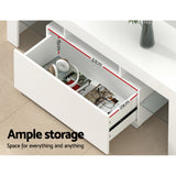 Artiss Entertainment Unit TV Cabinet LED 130cm White Elo - Close-Up Angle