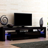 Artiss Entertainment Unit TV Cabinet LED 189cm Black Elo - Low Angle