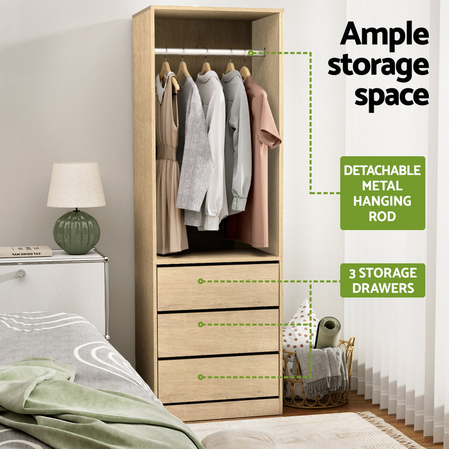 Artiss Wardrobe Clothes Closet Storage Organizer Pine