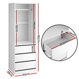 Artiss Wardrobe Clothes Closet Storage Organizer White - Side View