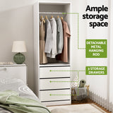 Artiss Wardrobe Clothes Closet Storage Organizer White - 45-Degree Angle