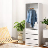 Artiss Wardrobe Clothes Closet Storage Organizer White - Low Angle