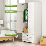 Artiss Wardrobe Clothes Closet Storage Organizer with 2 Doors White - Rear View