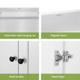 Artiss Wardrobe Clothes Closet Storage Organizer with 2 Doors White - Close-Up Angle