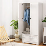Artiss Wardrobe Clothes Closet Storage Organizer with 2 Doors White - Low Angle