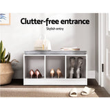 Artiss Shoe Rack Cabinet Bench White Zia - Rear View