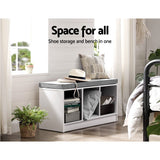 Artiss Shoe Rack Cabinet Bench White Zia - Close-Up Angle