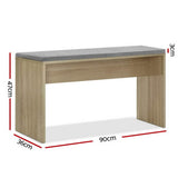Artiss Dining Bench Upholstery Seat Wooden Chair Oak 90cm - Front View