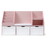Keezi Kids Bookshelf Storage Organiser Toy Box Drawer Bench Seat Cabinet Pink - Top-Down View