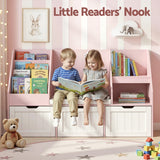 Keezi Kids Bookshelf Storage Organiser Toy Box Drawer Bench Seat Cabinet Pink - 45-Degree Angle