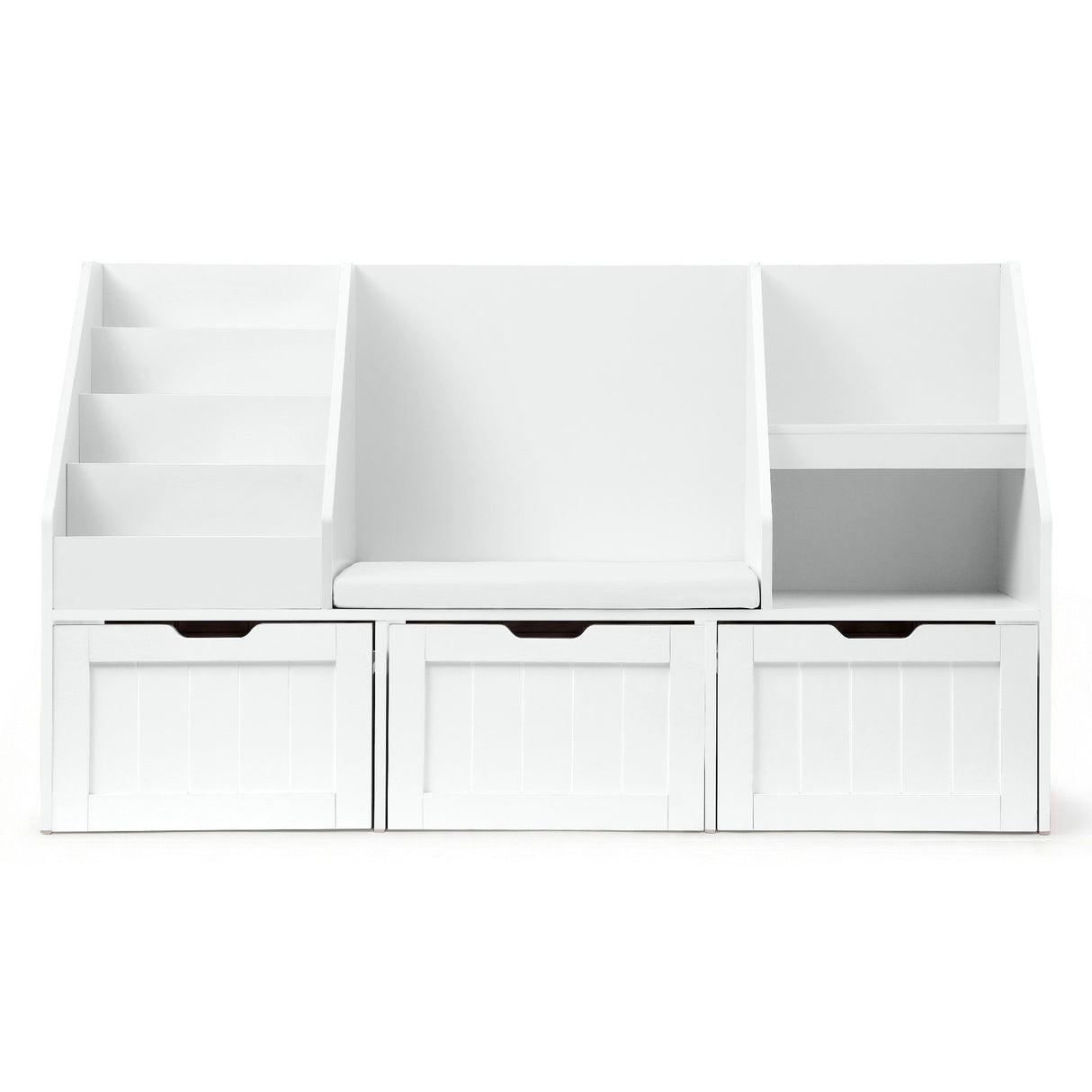 Keezi Kids Bookshelf Storage Organiser Toy Box Drawer Bench Seat Cabinet White