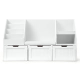 Keezi Kids Bookshelf Storage Organiser Toy Box Drawer Bench Seat Cabinet White - Top-Down View