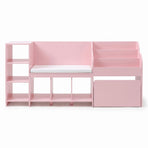 Keezi Kids Storage Unit Bookshelf Toy Box Organiser Bench Seat Cabinet 170cm Pink