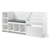 Keezi Kids Storage Unit Bookshelf Toy Box Organiser Bench Seat Cabinet 170cm White