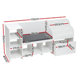 Keezi Kids Storage Unit Bookshelf Toy Box Organiser Bench Seat Cabinet 170cm White - Side View