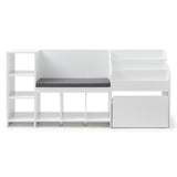 Keezi Kids Storage Unit Bookshelf Toy Box Organiser Bench Seat Cabinet 170cm White - Top-Down View
