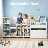 Keezi Kids Storage Unit Bookshelf Toy Box Organiser Bench Seat Cabinet 170cm White - 45-Degree Angle