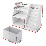 Keezi Kids Bookshelf Children Bookcase Organizer Storage Rack Display Drawer White - Side View
