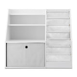 Keezi Kids Bookshelf Children Bookcase Organizer Storage Rack Display Drawer White - Top-Down View