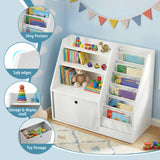 Keezi Kids Bookshelf Children Bookcase Organizer Storage Rack Display Drawer White - Close-Up Angle