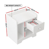 Artiss Bedside Table Drawer Nightstand Side End Table Storage Open Shelf White - Front View