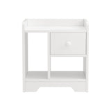 Artiss Bedside Table Drawer Nightstand Side End Table Storage Open Shelf White - Side View