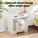 Artiss Bedside Table Drawer Nightstand Side End Table Storage Open Shelf White - Top-Down View