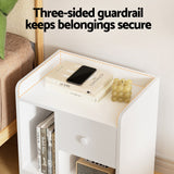 Artiss Bedside Table Drawer Nightstand Side End Table Storage Open Shelf White - 45-Degree Angle