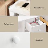 Artiss Bedside Table Drawer Nightstand Side End Table Storage Open Shelf White - Rear View