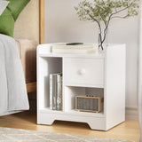 Artiss Bedside Table Drawer Nightstand Side End Table Storage Open Shelf White - Close-Up Angle