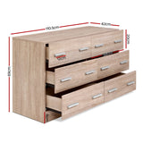 Artiss 6 Chest of Drawers - VEDA Pine - Top-Down View