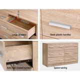Artiss 6 Chest of Drawers - VEDA Pine - Close-Up Angle