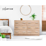 Artiss 6 Chest of Drawers - VEDA Pine - Low Angle