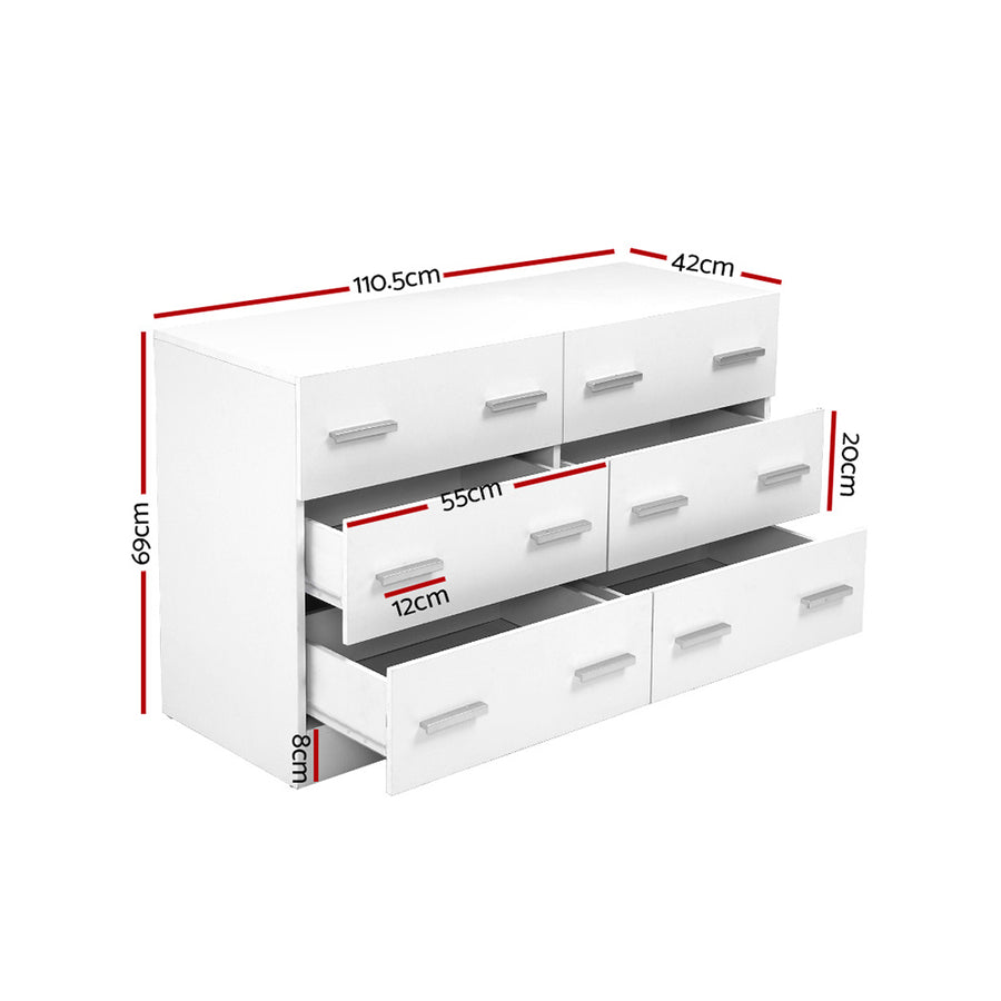 Artiss 6 Chest of Drawers - VEDA White, image 4
