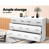 Artiss 6 Chest of Drawers - VEDA White - Rear View