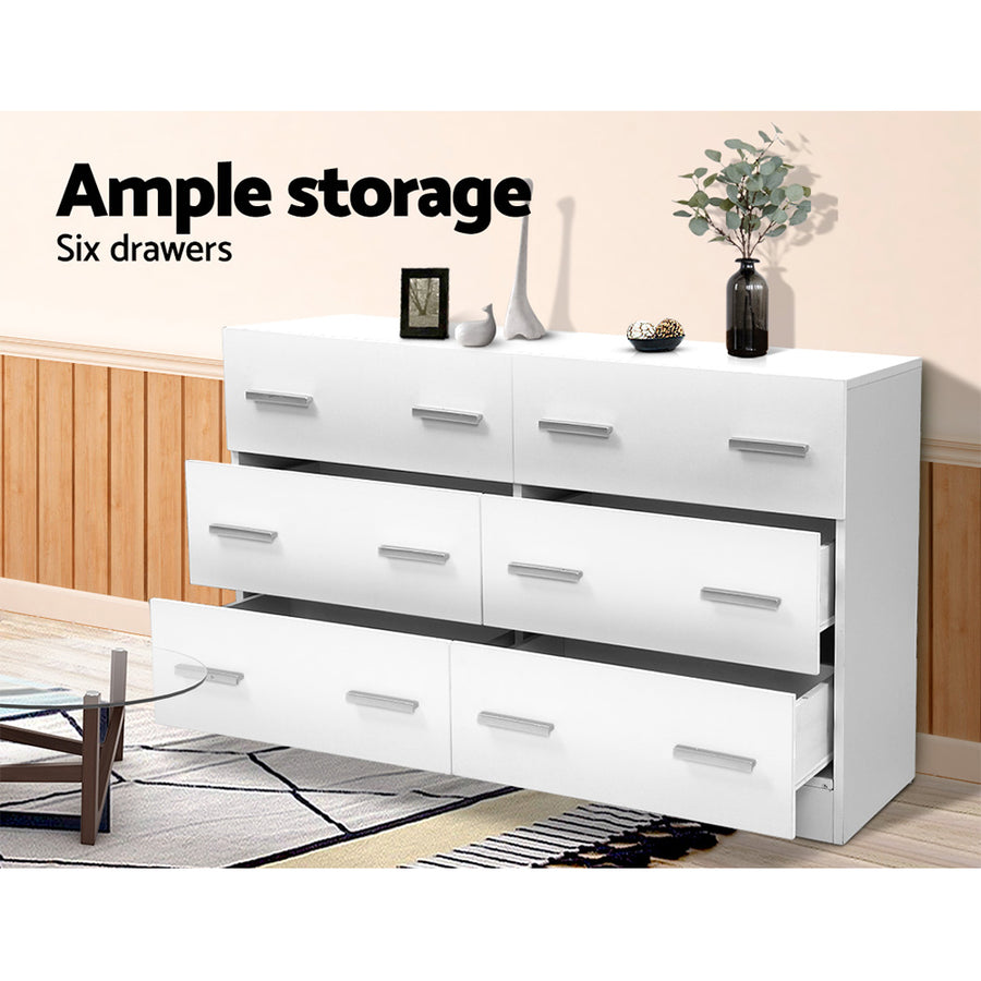 Artiss 6 Chest of Drawers - VEDA White, image 6