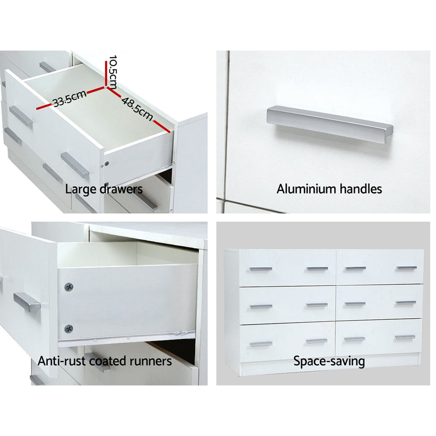 Artiss 6 Chest of Drawers - VEDA White, image 7