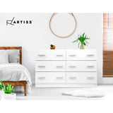 Artiss 6 Chest of Drawers - VEDA White - Low Angle