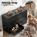 Artiss 6 Chest of Drawers Lowboy Black - Rear View